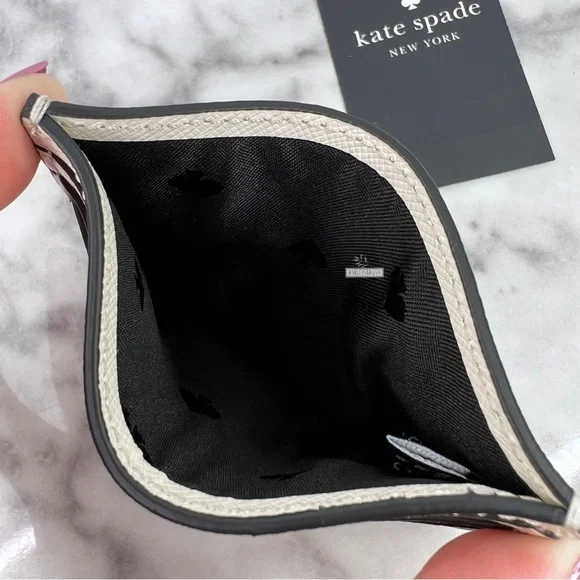 Kate Spade Staci Saffiano Leather Slim Card Holder Wallet In Black Multi - Picture 4 of 5